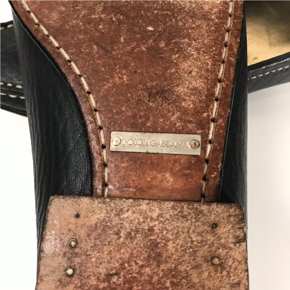 Vintage Dolce and Gabbana soft leather loafers gold letter details. Sz7.5 - Picture 7 of 12